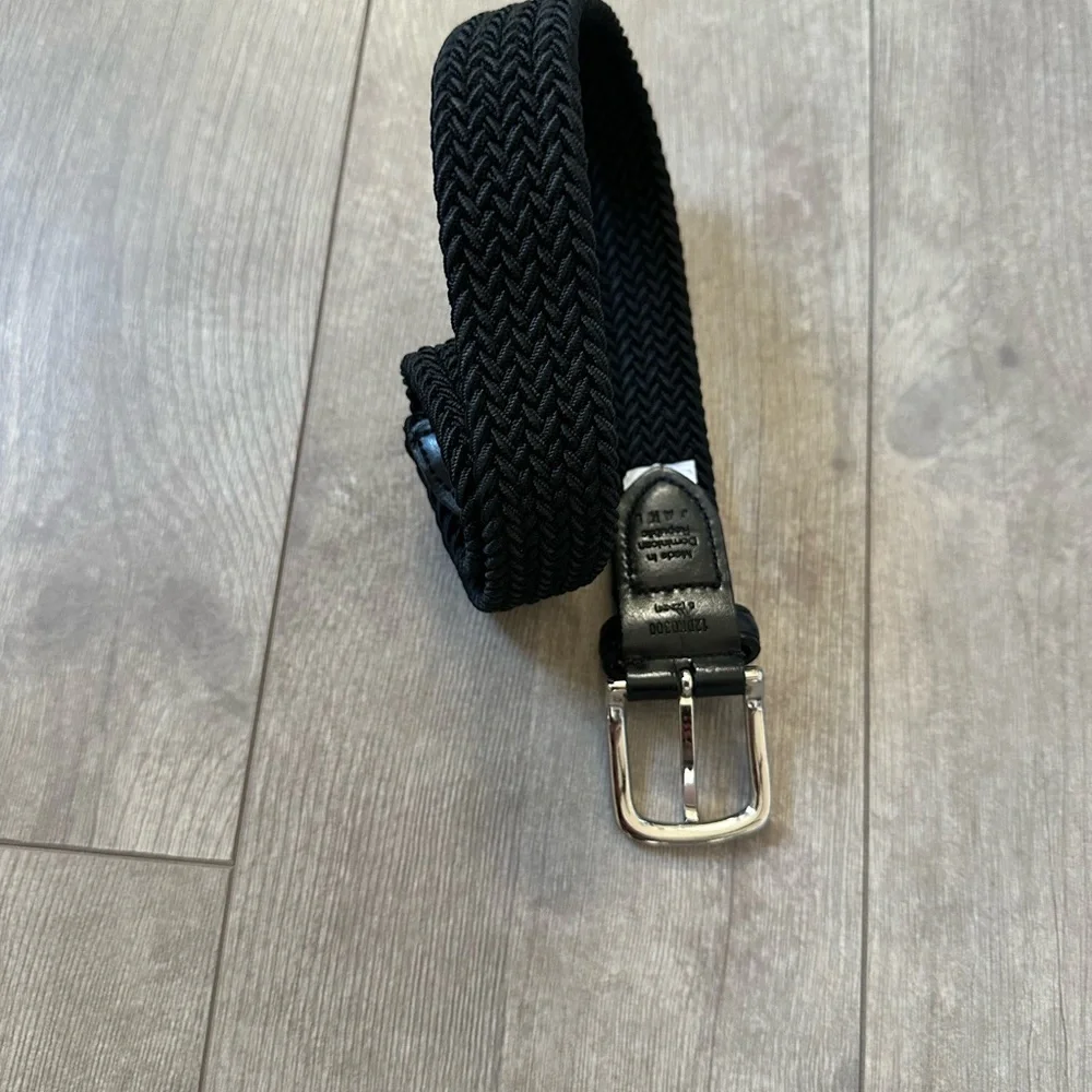 Vintage Boys Black Woven Braided Leather Belt Size Small “Jake” Engraved